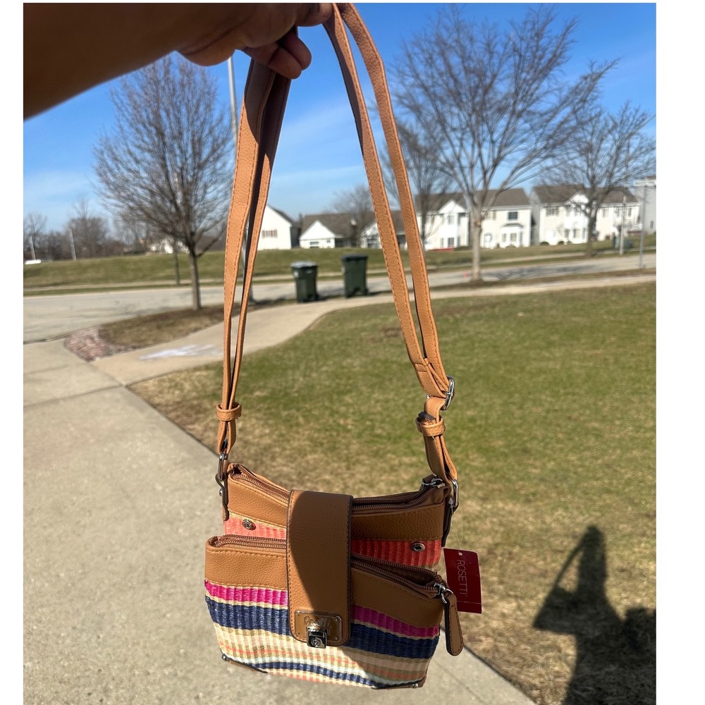 Rosetti Women's Bungalow Multi Double Time Faux Leather/Woven Crossbody Bag NWT - Picture 10 of 11